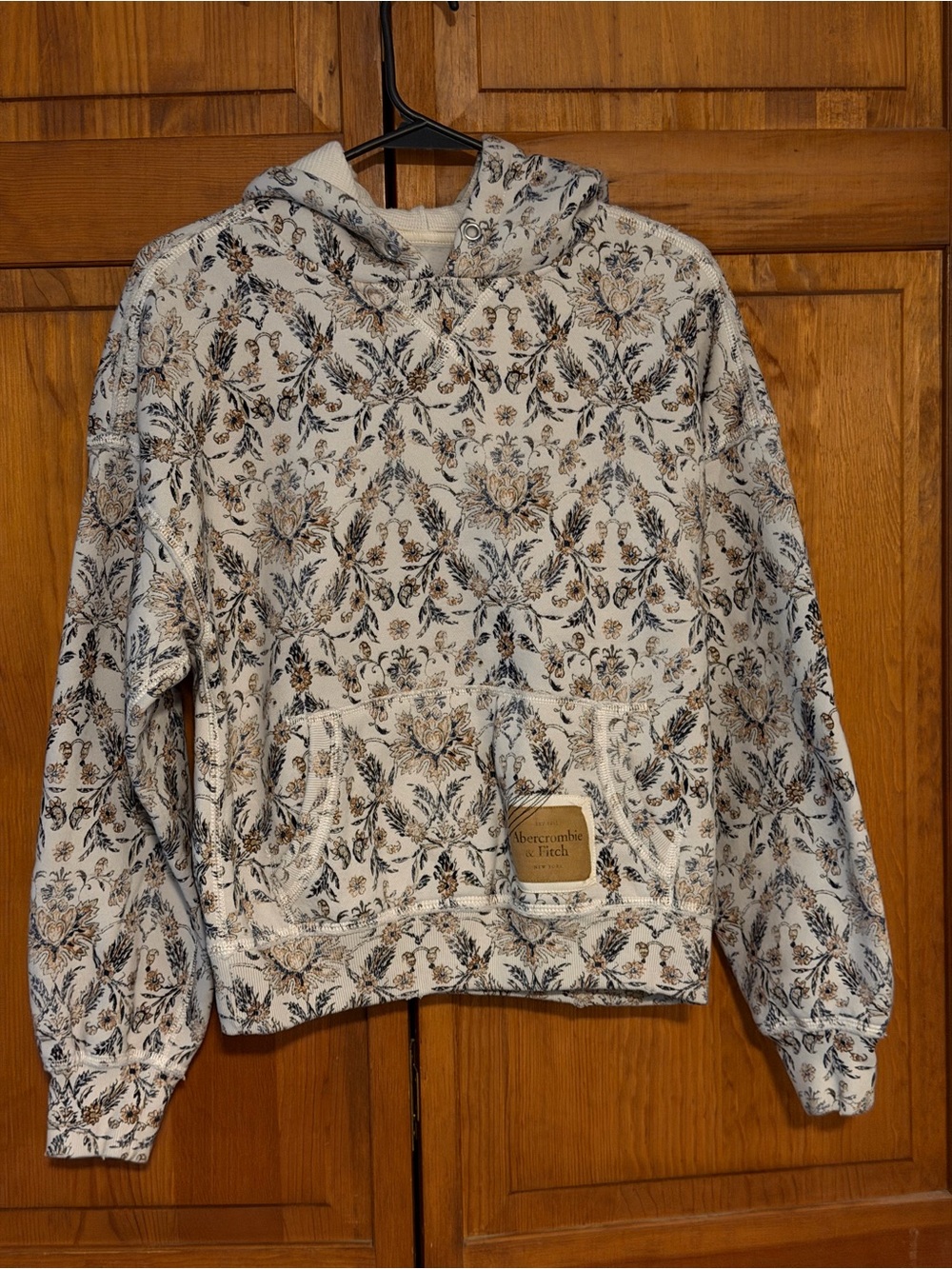 Abercrombie & Fitch Floral Hooded Sweatshirt - Cream & Brown